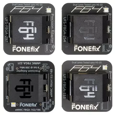 Flash64 F64 Ultra / Lite Box BGA Socket Set | eMMC 4-in-1 & UFS FBGA 153 / 254 / 297 Adapters