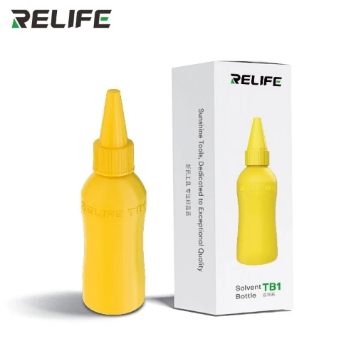 RELIFE TB1 Precision Squeeze Solvent Dispenser Bottle with Stainless Steel Needle Nozzle (Yellow)