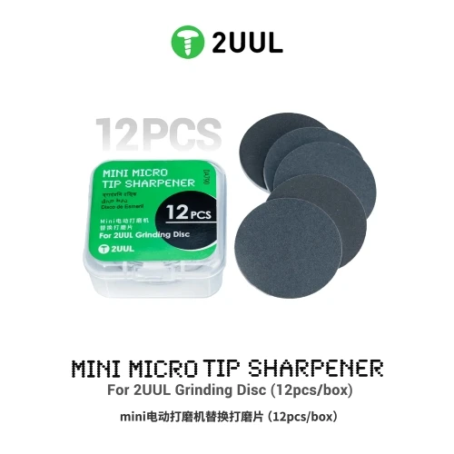 2UUL DA790 Replacement Disc for Mini MicroTip Sharpener (12 Pcs/Box) Precision Multi-Grit Abrasive Grinding Pads for Restoring Titanium Tweezers, Soldering Probes & Micro-Blades