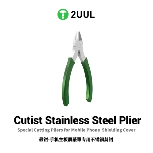 2UUL CT01 Cutist Stainless Steel Precision Cutting Plier Ultra-Sharp Flush Cutter with Spring-Loaded Ergonomic Grip for Mobile Phone Shielding Can Removal, Jumper Wires & PCB Micro-Soldering