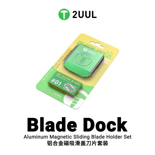 2UUL BL05 Blade Dock Aluminum Magnetic Sliding Blade Holder Set CNC Precision Pen-Style Handle with Quick-Release Magnetic Docking for Mobile Phone Screen Opening, OCA Glue Removal & PCB Scraping