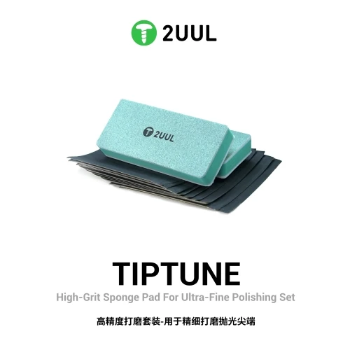 2UUL FM02 TipTune High-Grit Sponge Pad for Ultra-Fine Polishing Set Precision Tool Restorer with 2 Cushion Blocks & 20 Abrasive Sheets for Soldering Tips, Titanium Tweezers & Micro-Probes